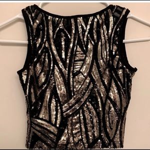 Akira black and gold sequin crop top